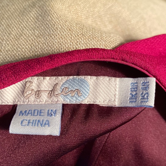 Boden Beaded Jeweled Georgette Fuchsia Pink Scoop Neck Midi Dress - 4 - Picture 12 of 14